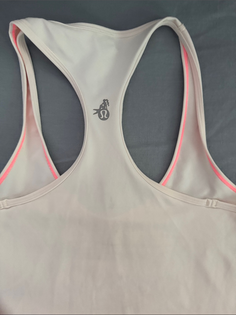 Lululemon SeaWheeze 1/2 Marathon Pale Pink Racerback Tank with Neon Coral Trim - Picture 2 of 5
